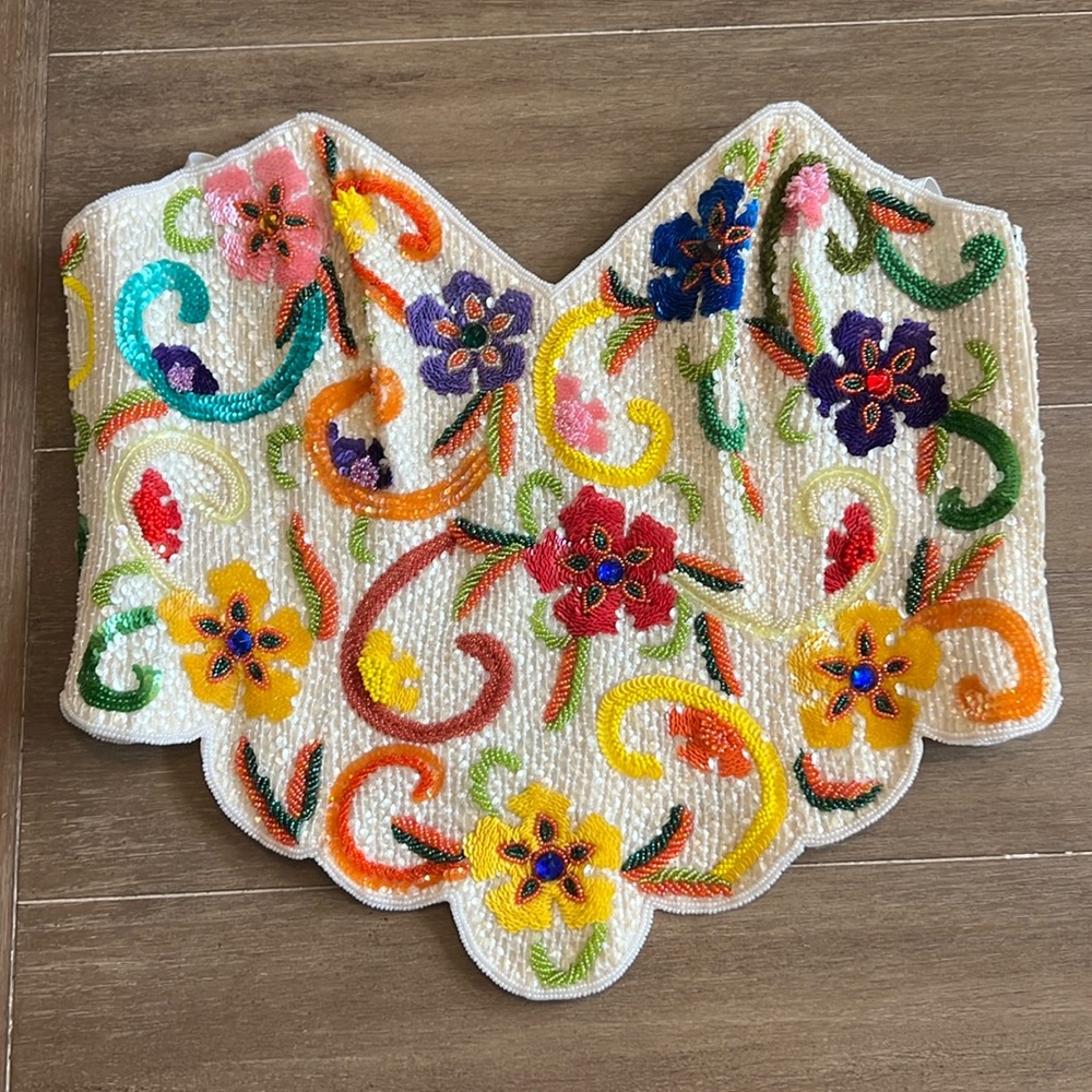 Vintage Louis Feraud Silk & Sequin Corset Top. Gorgeous beading & quality.